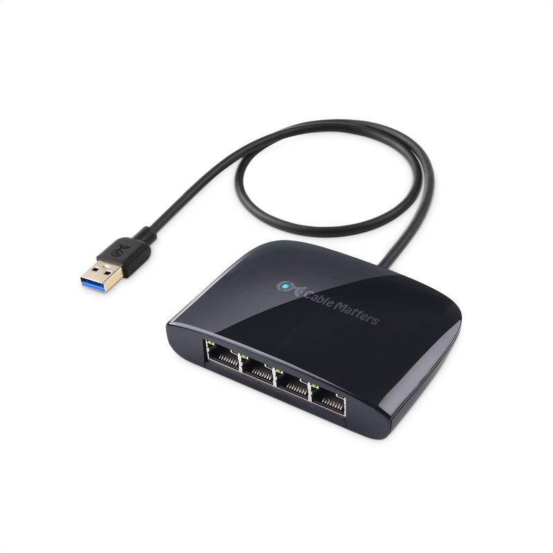 Cable Matters كابل ماترز محول USB إلى مفتاح إيثرنت جيجابت 4 منافذ لمشاركة الشبكة مع التلفاز، الكمبيوتر المحمول، وحدة التحكم في الألعاب، (موزع إيثرنت USB، مفتاح شبكة USBA)  - Image 1